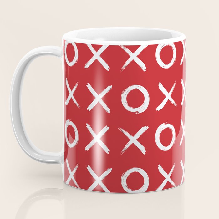 kisses and hugs // white on red Coffee Mug Gallery Image 3