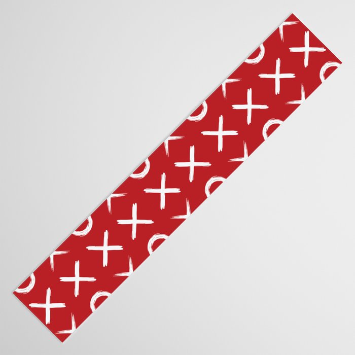 kisses and hugs // white on red Table Runner Gallery Image 3