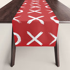 kisses and hugs // white on red Table Runner Gallery Image 1