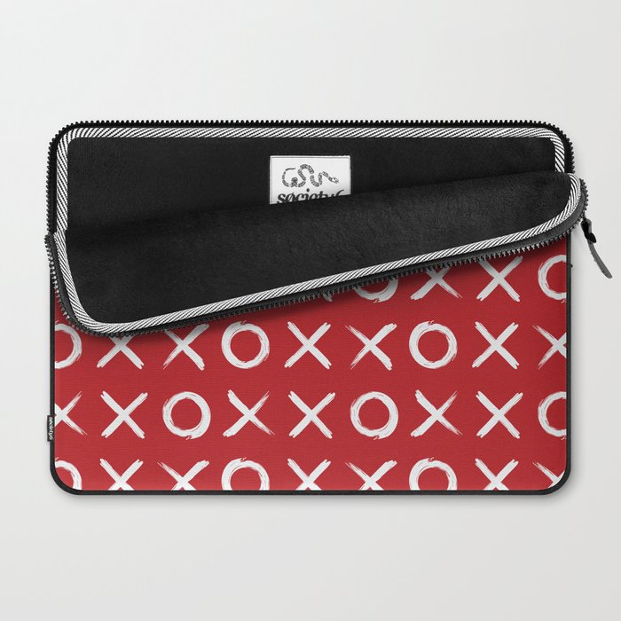 kisses and hugs // white on red Laptop Sleeve Gallery Image 2