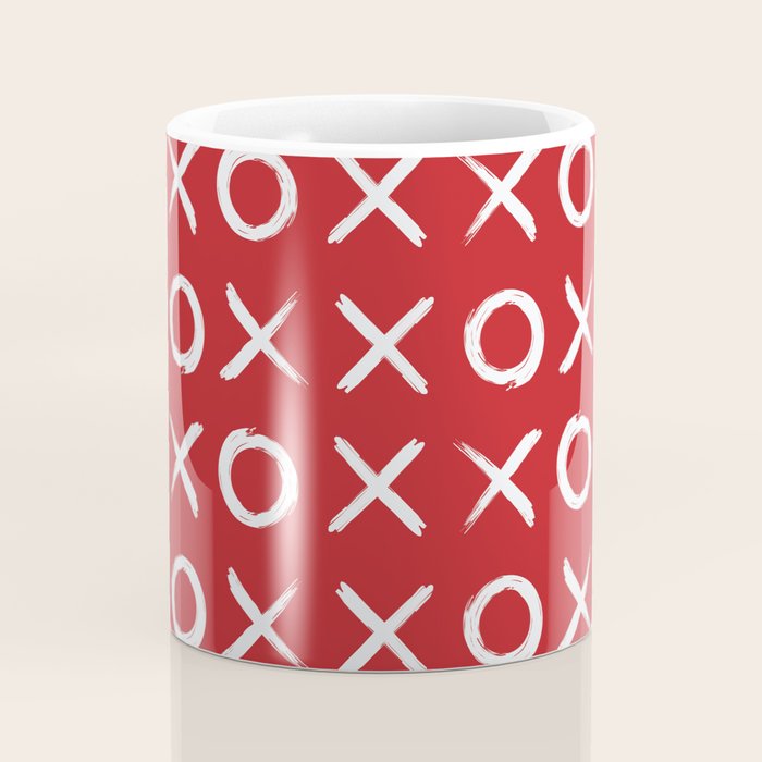kisses and hugs // white on red Coffee Mug Gallery Image 4