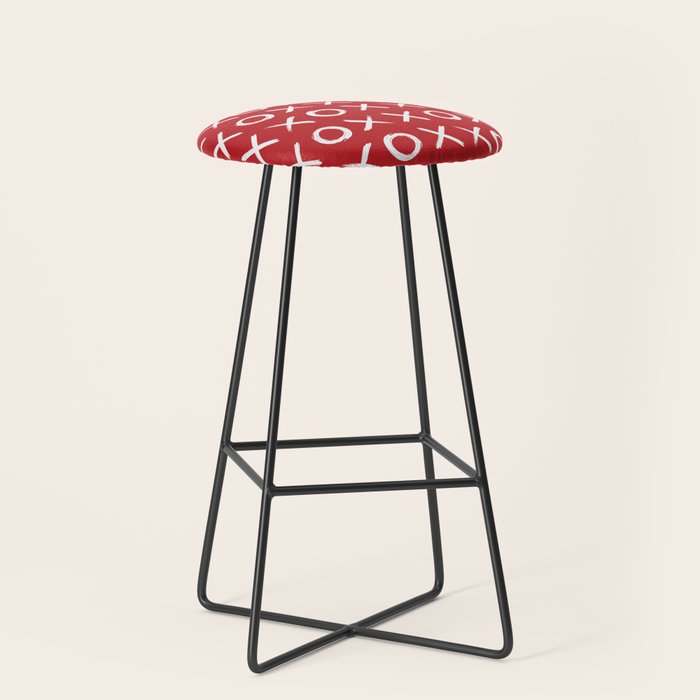 kisses and hugs // white on red Stool Gallery Image 1