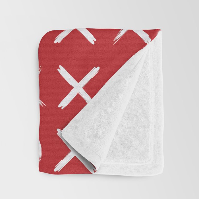 kisses and hugs // white on red Throw Blanket Gallery Image 3