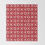kisses and hugs // white on red Throw Blanket Gallery Image 2