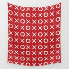 kisses and hugs // white on red Wall Tapestry Gallery Image 4