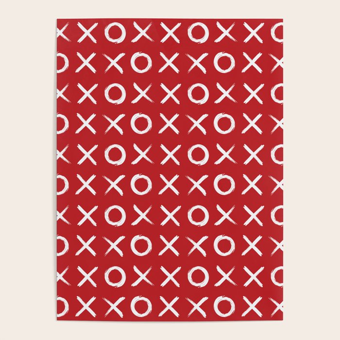 kisses and hugs // white on red Poster Gallery Image 4