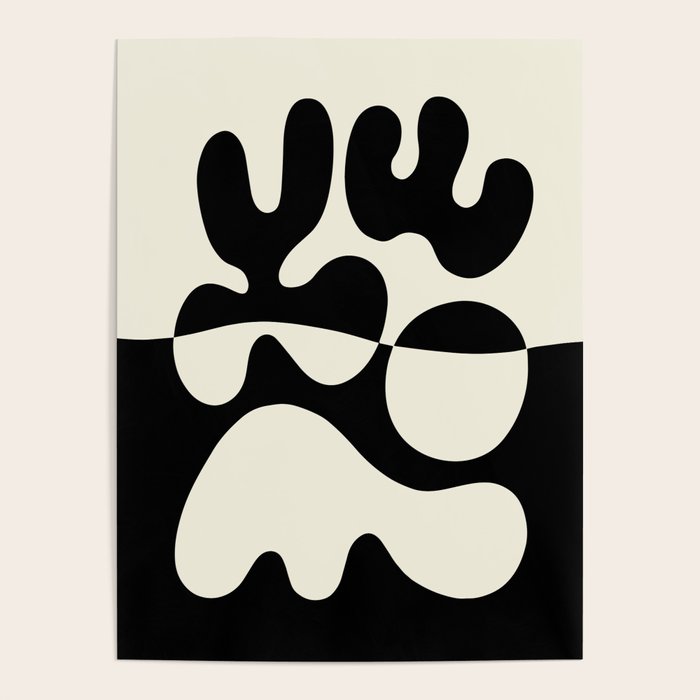 Mid Century Modern Organic Abstraction 235 Black and Ivory White Poster Gallery Image 4