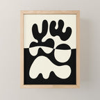 Mid Century Modern Organic Abstraction 235 Black and Ivory White Mini Art Print Gallery Image 1
