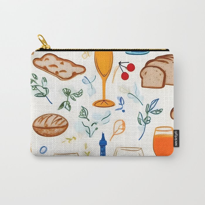 Paris Things, Travel Hand Drawn Doodles Sketch, Summer Vacation Colorful Bohemian Carry All Pouch Gallery Image 1