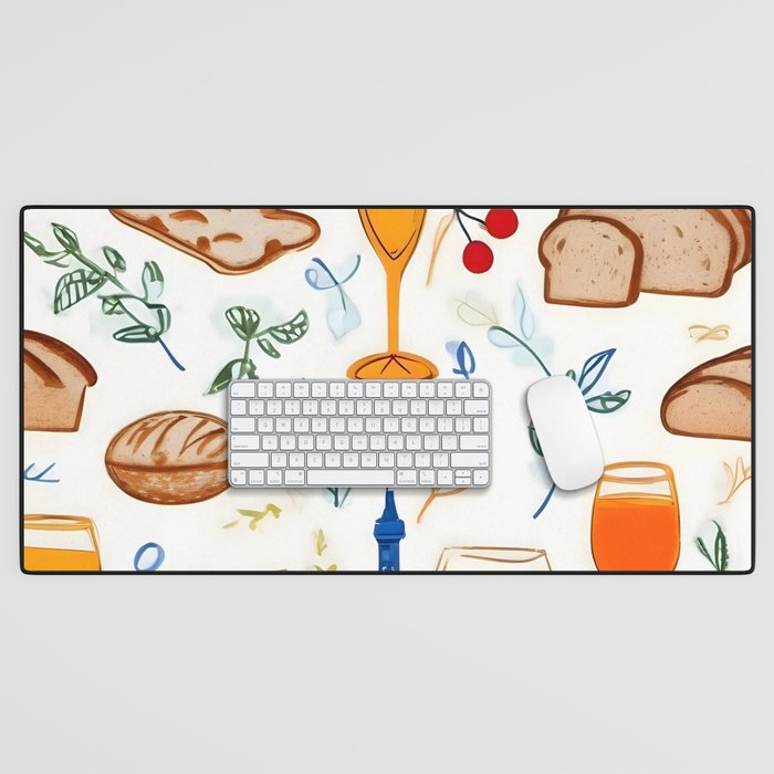 Paris Things, Travel Hand Drawn Doodles Sketch, Summer Vacation Colorful Bohemian Desk Mat Gallery Image 1