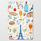 Paris Things, Travel Hand Drawn Doodles Sketch, Summer Vacation Colorful Bohemian Cutting Board Gallery Image 1