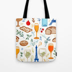 Paris Things, Travel Hand Drawn Doodles Sketch, Summer Vacation Colorful Bohemian Tote Bag Gallery Image 1