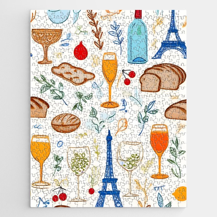 Paris Things, Travel Hand Drawn Doodles Sketch, Summer Vacation Colorful Bohemian Jigsaw Puzzle Gallery Image 1