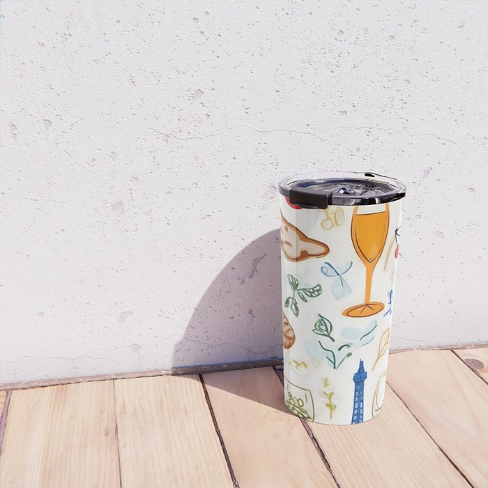 Paris Things, Travel Hand Drawn Doodles Sketch, Summer Vacation Colorful Bohemian Travel Mug Gallery Image 4