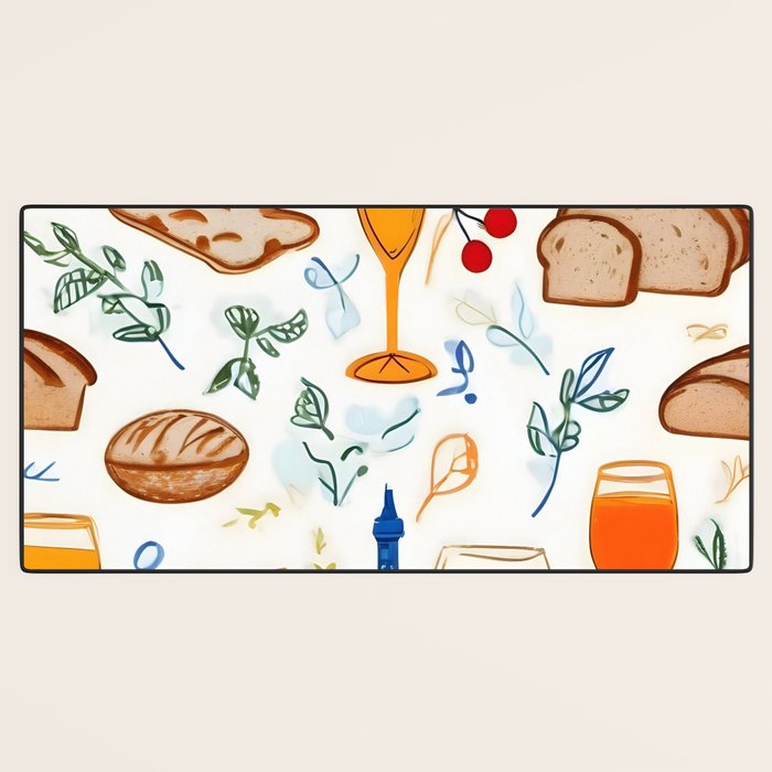 Paris Things, Travel Hand Drawn Doodles Sketch, Summer Vacation Colorful Bohemian Desk Mat Gallery Image 3