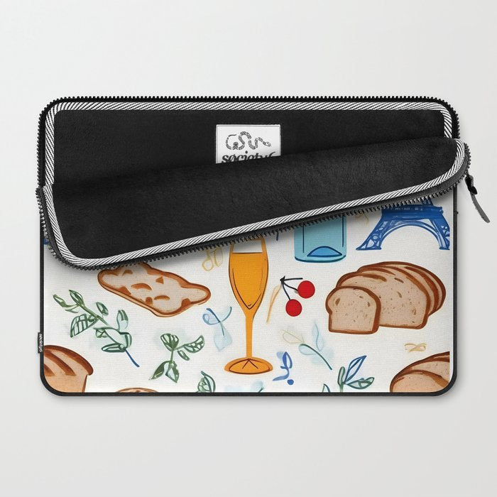 Paris Things, Travel Hand Drawn Doodles Sketch, Summer Vacation Colorful Bohemian Laptop Sleeve Gallery Image 2
