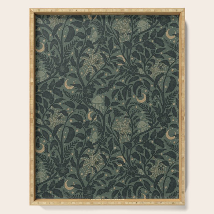 Mysterious Garden - moss green Serving Tray Gallery Image 1