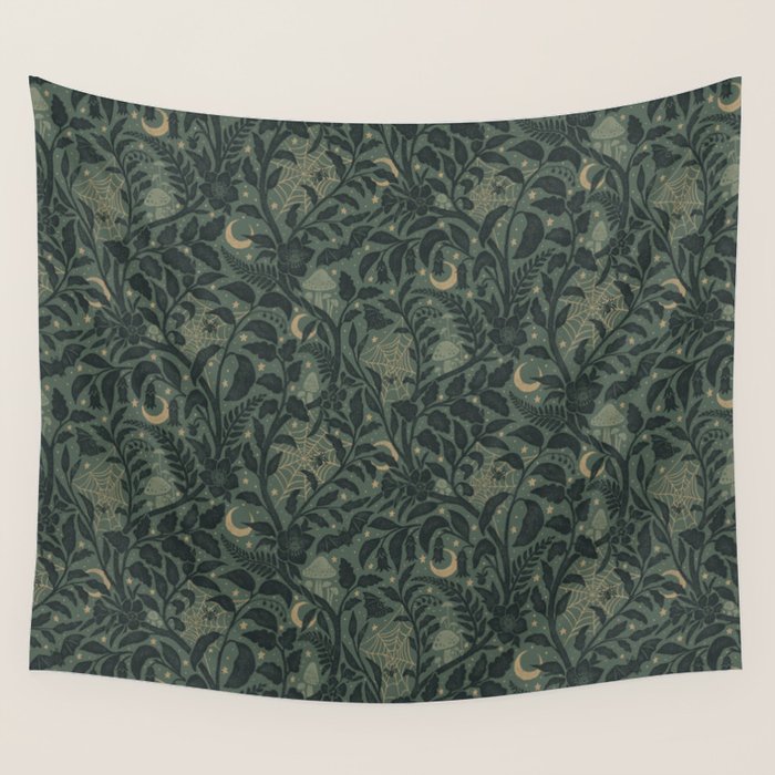 Mysterious Garden - moss green Wall Tapestry Gallery Image 1
