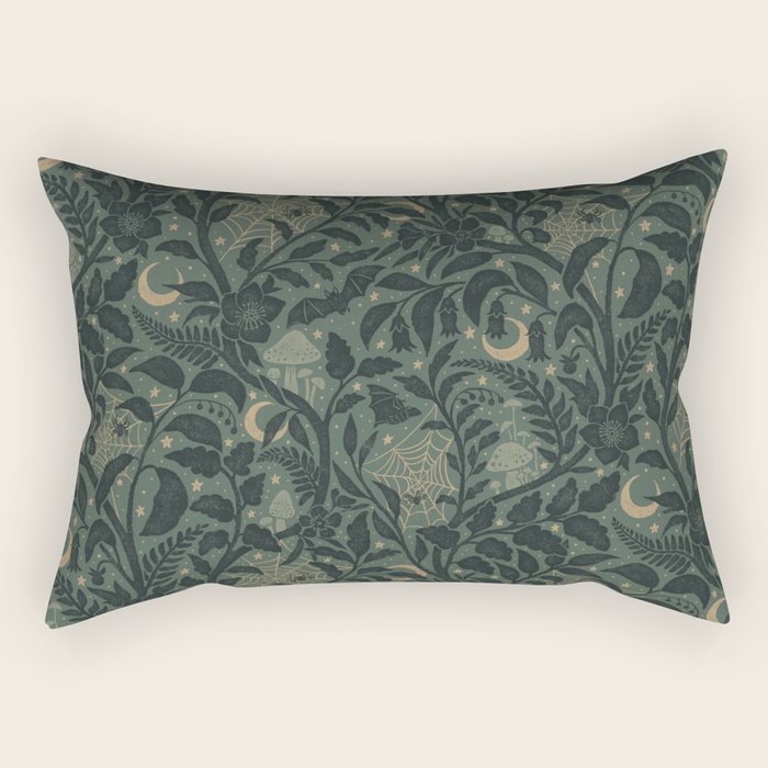 Mysterious Garden - moss green Rectangular Pillow Gallery Image 1