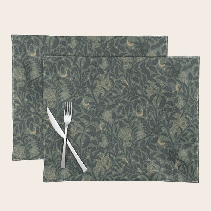 Mysterious Garden - moss green Placemat Gallery Image 1