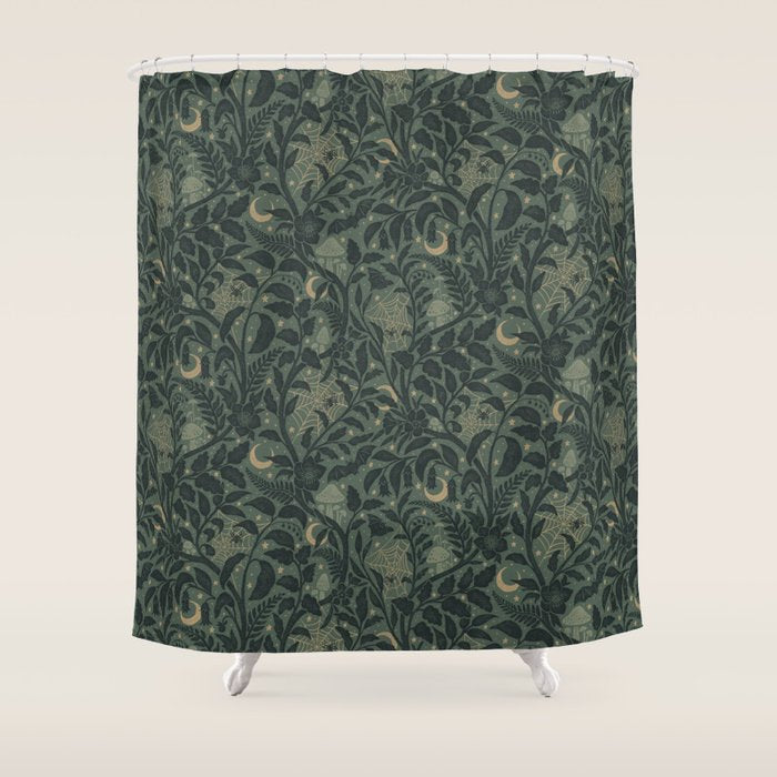 Mysterious Garden - moss green Shower Curtain Gallery Image 1