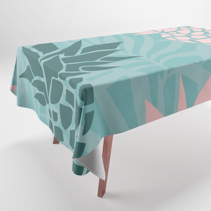 Summer, Pineapple Art, Pink, Turquoise, Teal Tablecloth Gallery Image 1