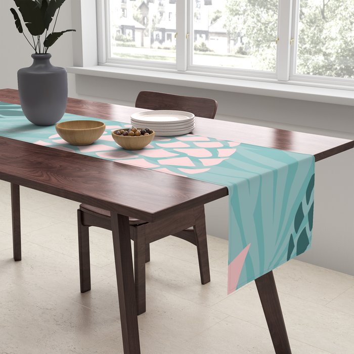 Summer, Pineapple Art, Pink, Turquoise, Teal Table Runner Gallery Image 2