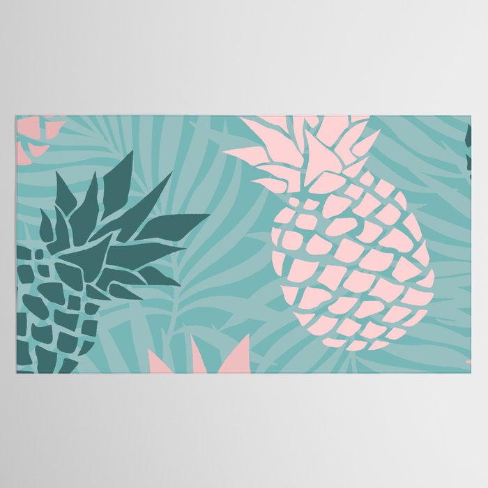 Summer, Pineapple Art, Pink, Turquoise, Teal Tablecloth Gallery Image 2