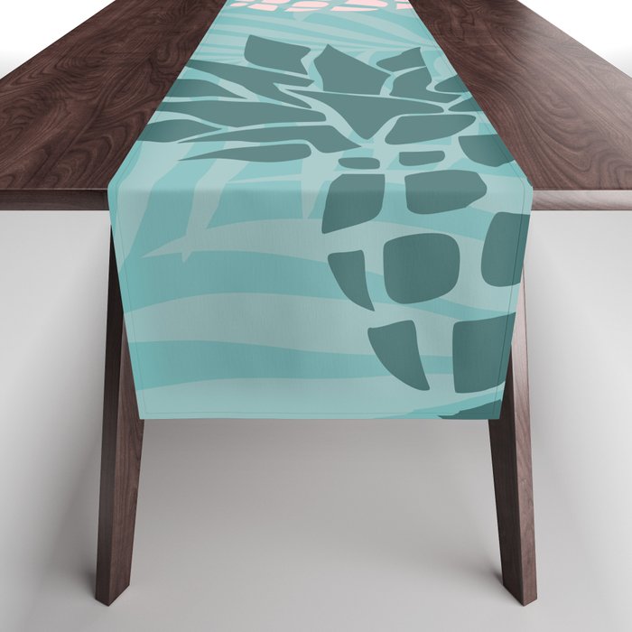 Summer, Pineapple Art, Pink, Turquoise, Teal Table Runner Gallery Image 1