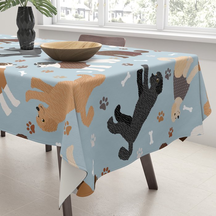 Labradoodle / Goldendoodle Dog Paws and Bones Pattern Tablecloth Gallery Image 3