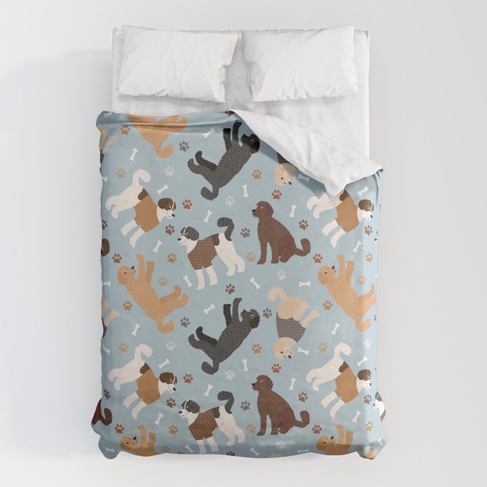 Labradoodle / Goldendoodle Dog Paws and Bones Pattern Duvet Cover Gallery Image 6