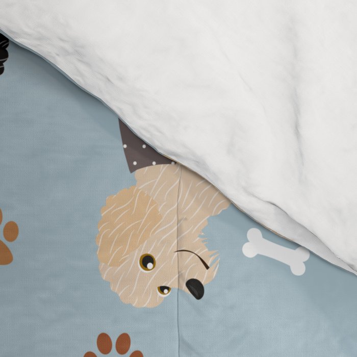 Labradoodle / Goldendoodle Dog Paws and Bones Pattern Comforter Gallery Image 4