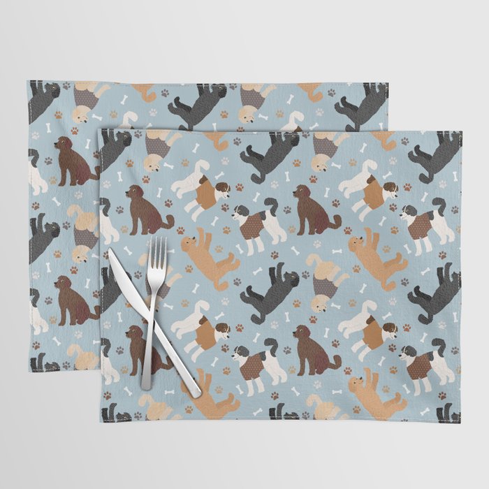 Labradoodle / Goldendoodle Dog Paws and Bones Pattern Placemat Gallery Image 1