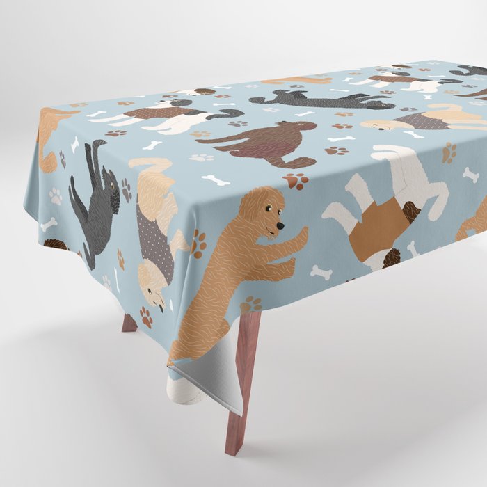 Labradoodle / Goldendoodle Dog Paws and Bones Pattern Tablecloth Gallery Image 1