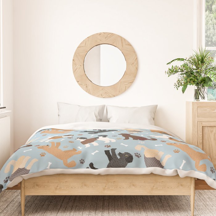Labradoodle / Goldendoodle Dog Paws and Bones Pattern Duvet Cover Gallery Image 3