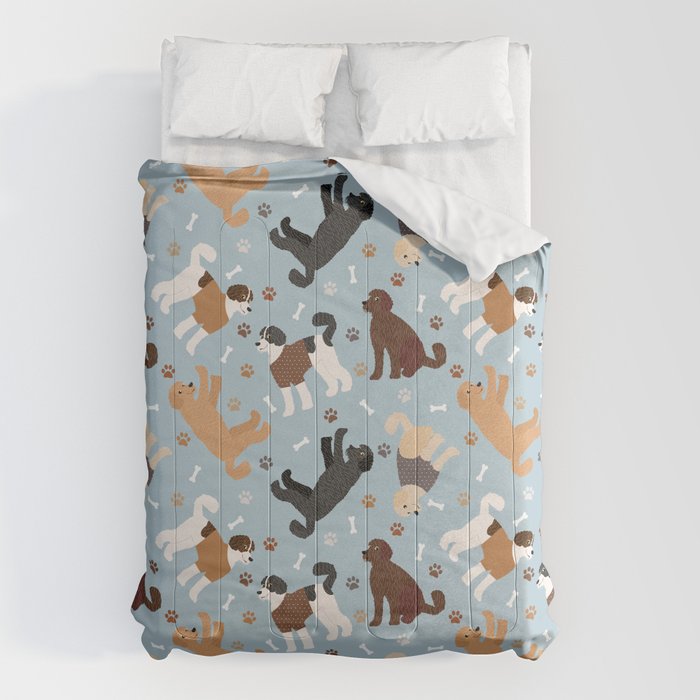 Labradoodle / Goldendoodle Dog Paws and Bones Pattern Comforter Gallery Image 1