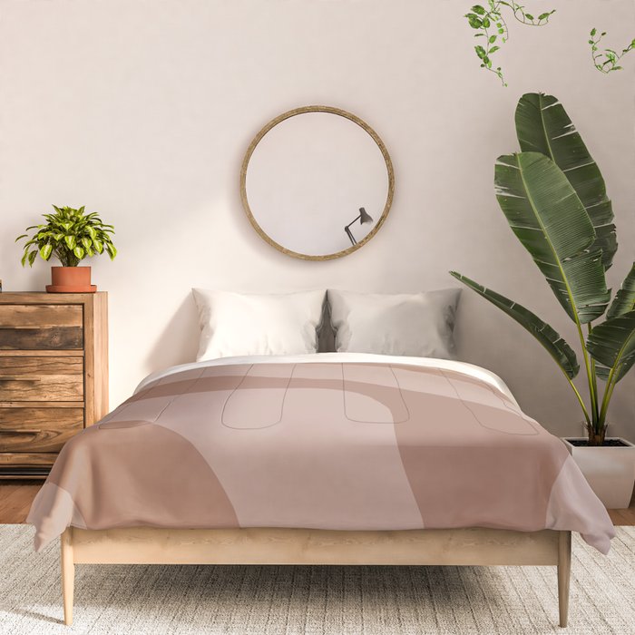 Mocha Brown Organic Forms Retro Contemporary Modern Minimalist Abstract Pattern Comforter Gallery Image 3