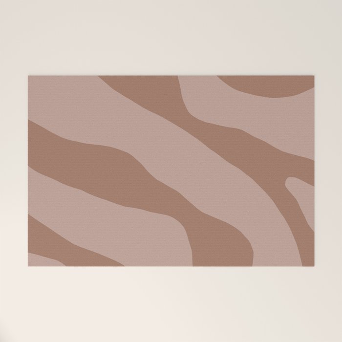 Mocha Brown Organic Forms Retro Contemporary Modern Minimalist Abstract Pattern Welcome Mat Gallery Image 1