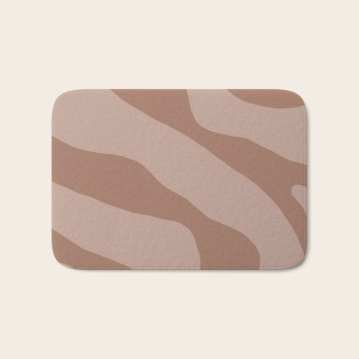 Mocha Brown Organic Forms Retro Contemporary Modern Minimalist Abstract Pattern Bath Mat Gallery Image 1