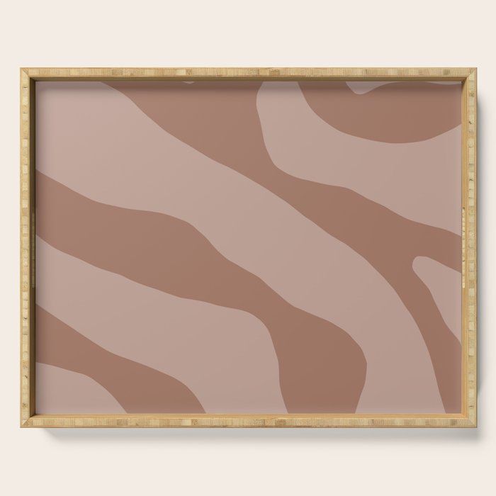Mocha Brown Organic Forms Retro Contemporary Modern Minimalist Abstract Pattern Serving Tray Gallery Image 1