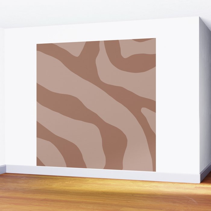 Mocha Brown Organic Forms Retro Contemporary Modern Minimalist Abstract Pattern Wall Mural Gallery Image 2