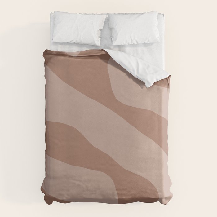 Mocha Brown Organic Forms Retro Contemporary Modern Minimalist Abstract Pattern Duvet Cover Gallery Image 6