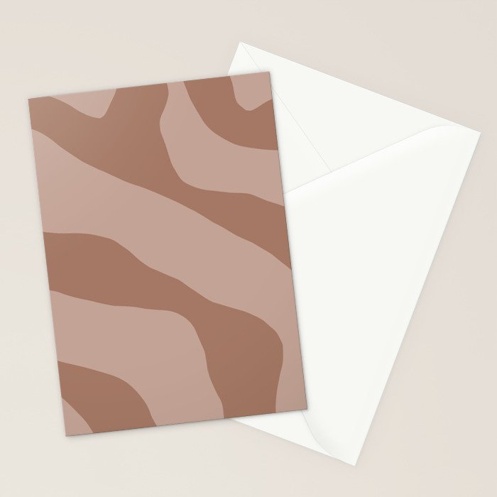Mocha Brown Organic Forms Retro Contemporary Modern Minimalist Abstract Pattern Stationery Card Gallery Image 2