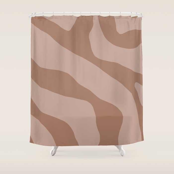 Mocha Brown Organic Forms Retro Contemporary Modern Minimalist Abstract Pattern Shower Curtain Gallery Image 1