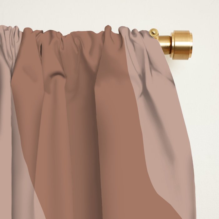 Mocha Brown Organic Forms Retro Contemporary Modern Minimalist Abstract Pattern Window Curtain Gallery Image 2