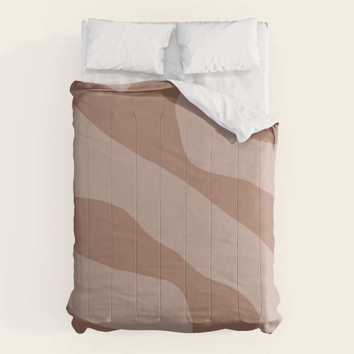 Mocha Brown Organic Forms Retro Contemporary Modern Minimalist Abstract Pattern Comforter Gallery Image 1