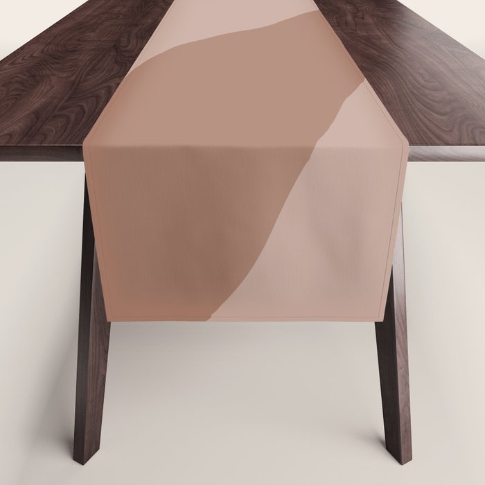 Mocha Brown Organic Forms Retro Contemporary Modern Minimalist Abstract Pattern Table Runner Gallery Image 1