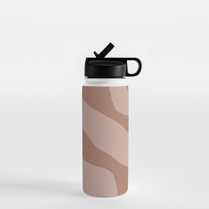 Mocha Brown Organic Forms Retro Contemporary Modern Minimalist Abstract Pattern Water Bottle Gallery Image 1