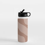 Mocha Brown Organic Forms Retro Contemporary Modern Minimalist Abstract Pattern Water Bottle Gallery Image 1