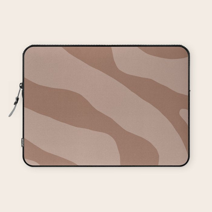 Mocha Brown Organic Forms Retro Contemporary Modern Minimalist Abstract Pattern Laptop Sleeve Gallery Image 1